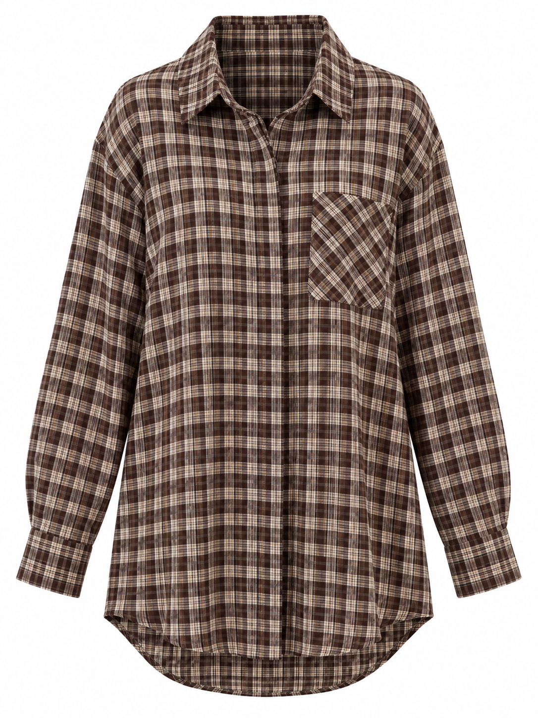 Chemise à carreaux marron