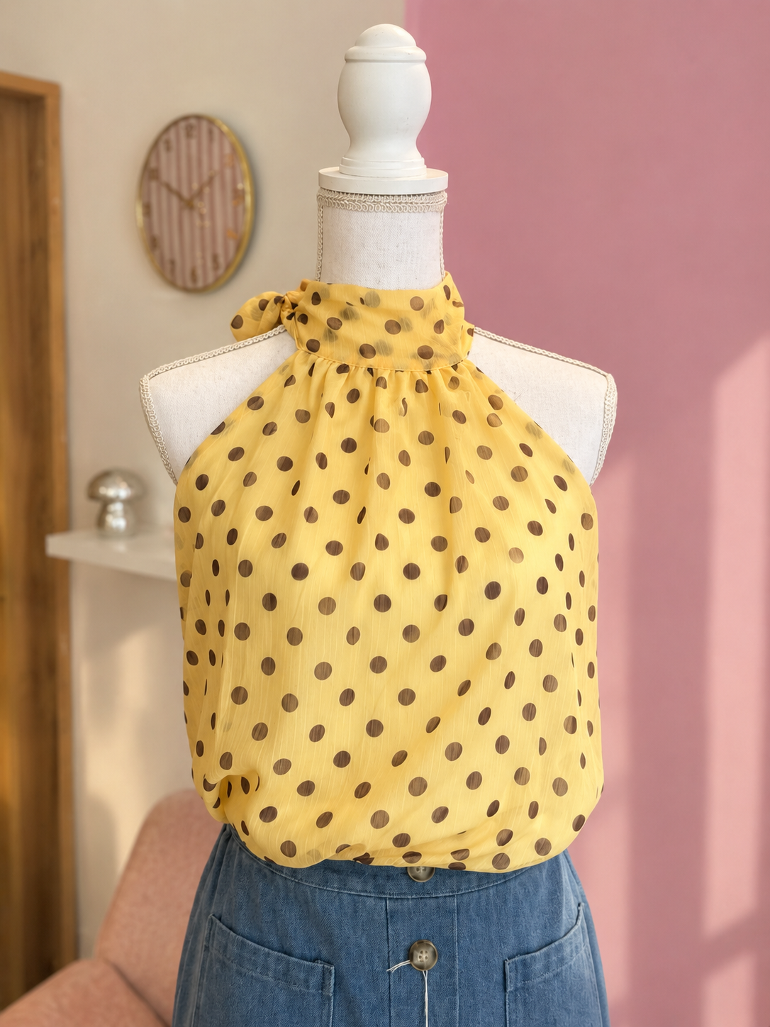 Haut jaune à pois