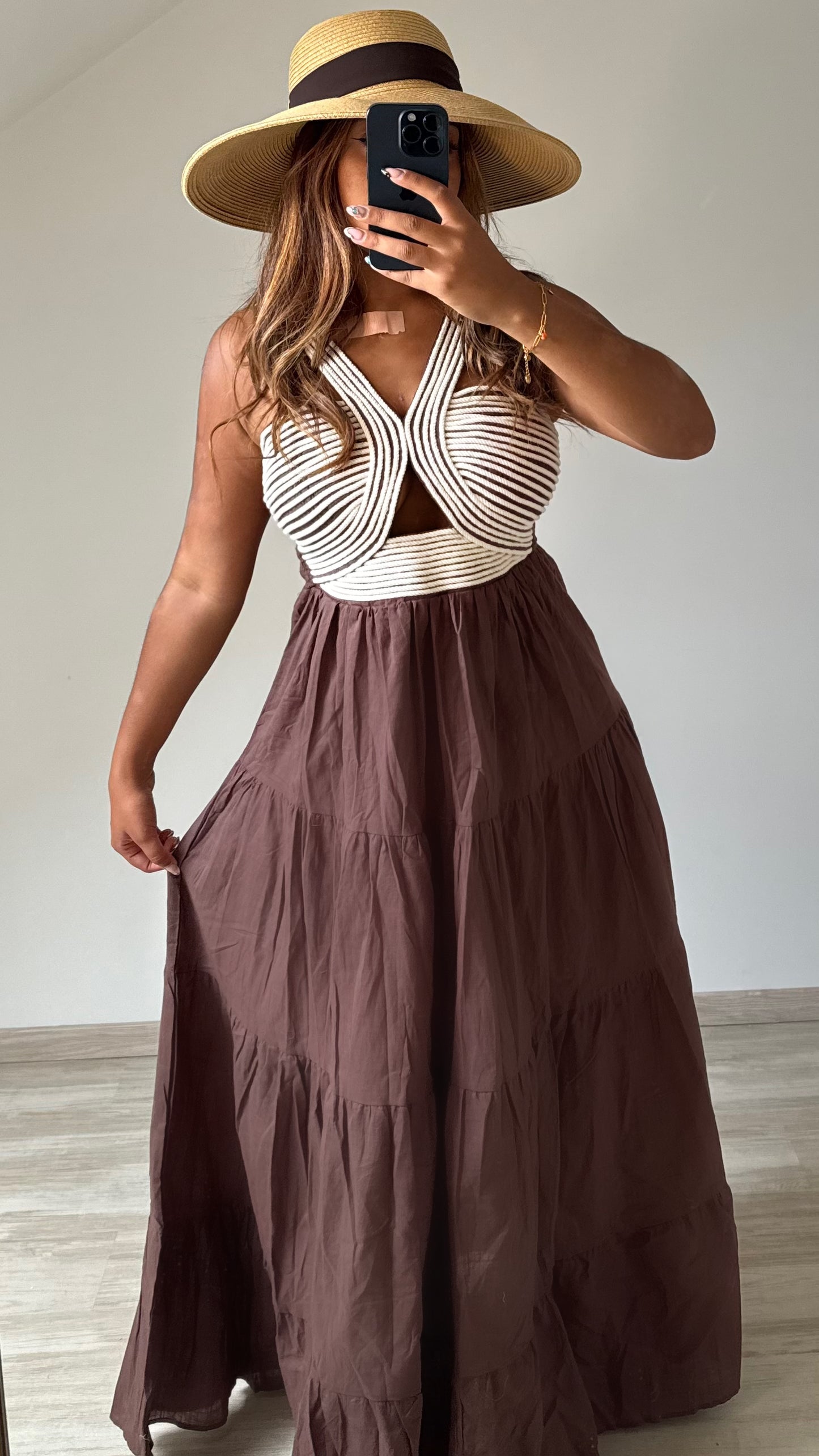 Robe longue marron
