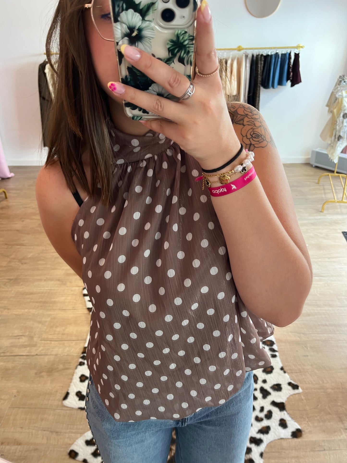 Top à pois bouffant