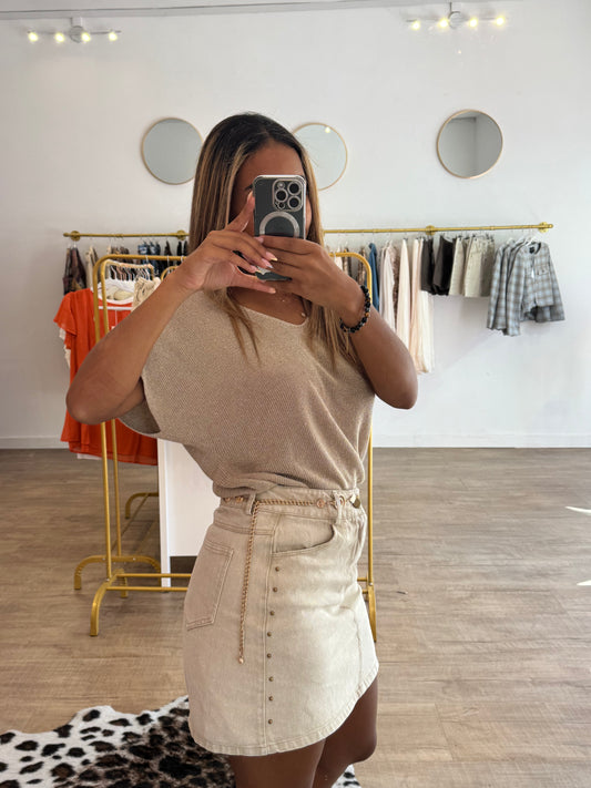 Jupe en Jean Beige à Clous