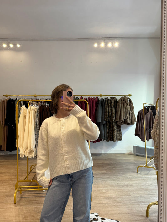 Gilet crème effet dentelle