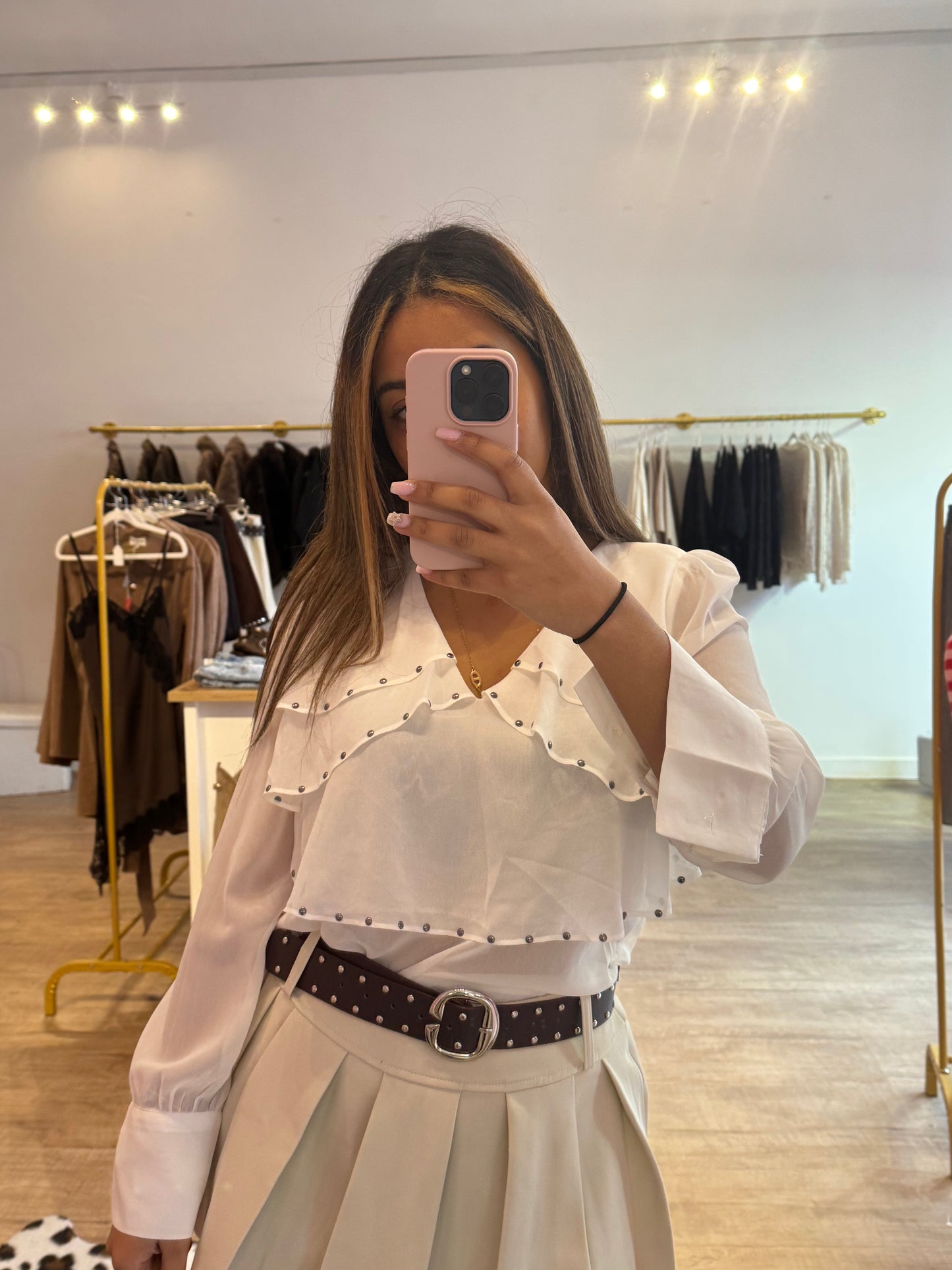 Chemisier blanc à clous