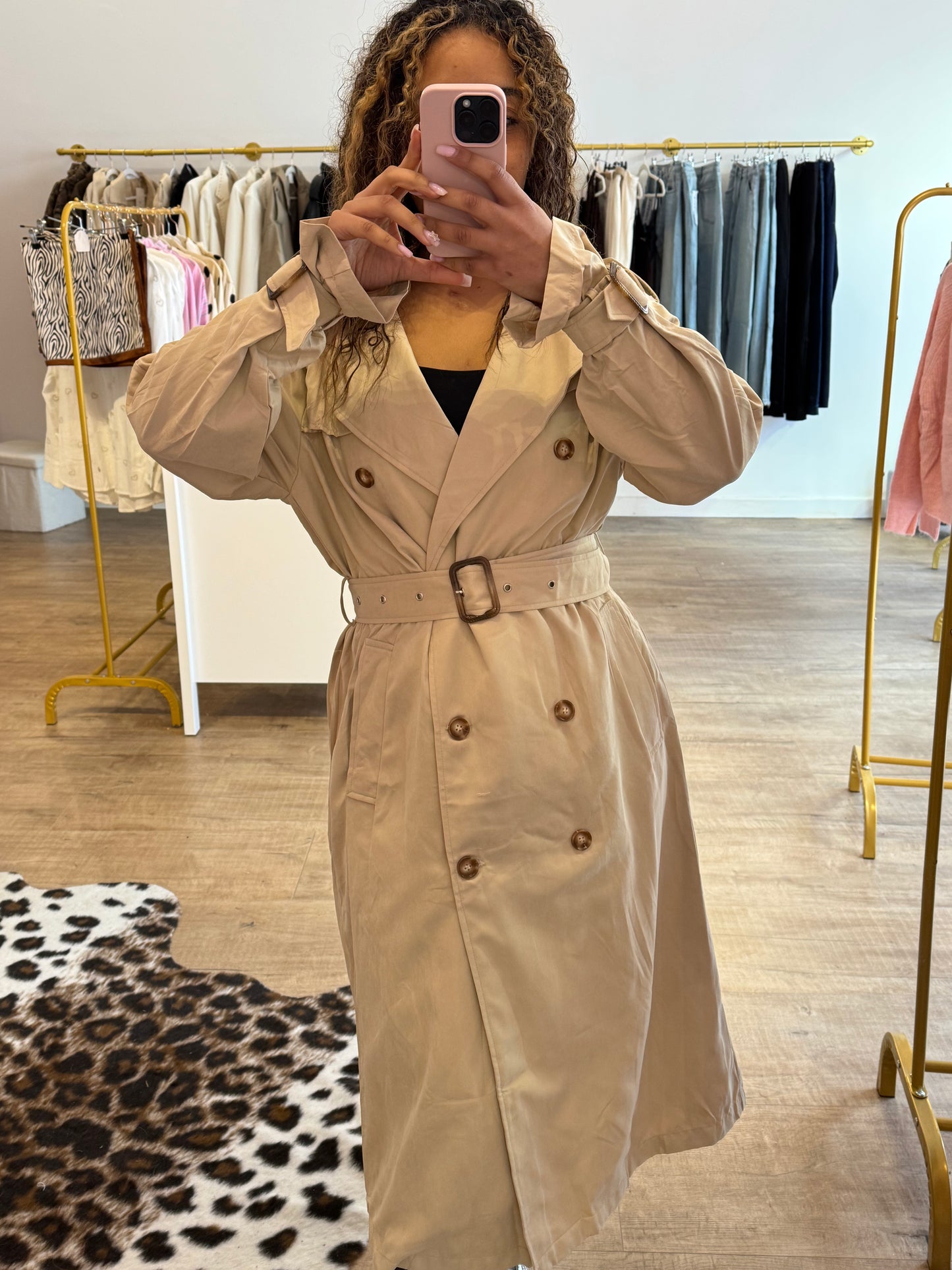 Trench Long Beige Ceinturé