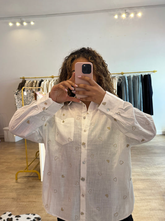 Chemisier Blanc en Cotton – Cœur Doré