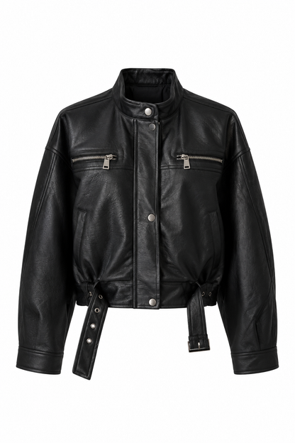Veste en similicuir noir