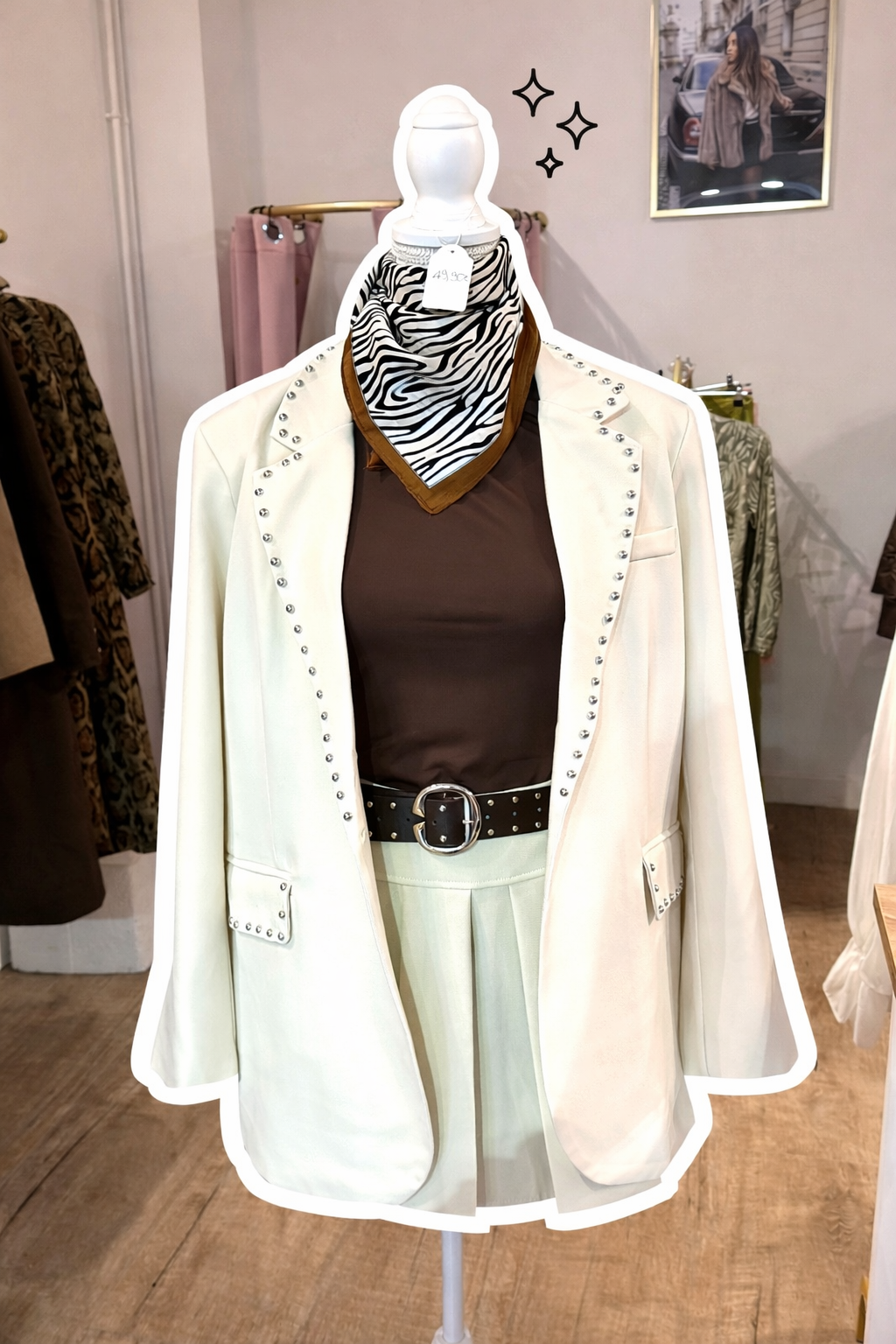 Veste blazer couleur crème à clous