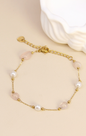 Bracelet pierre quartz rose & perles