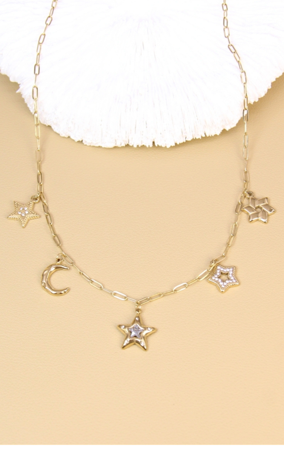 Collier étoiles & lune en acier inoxydable