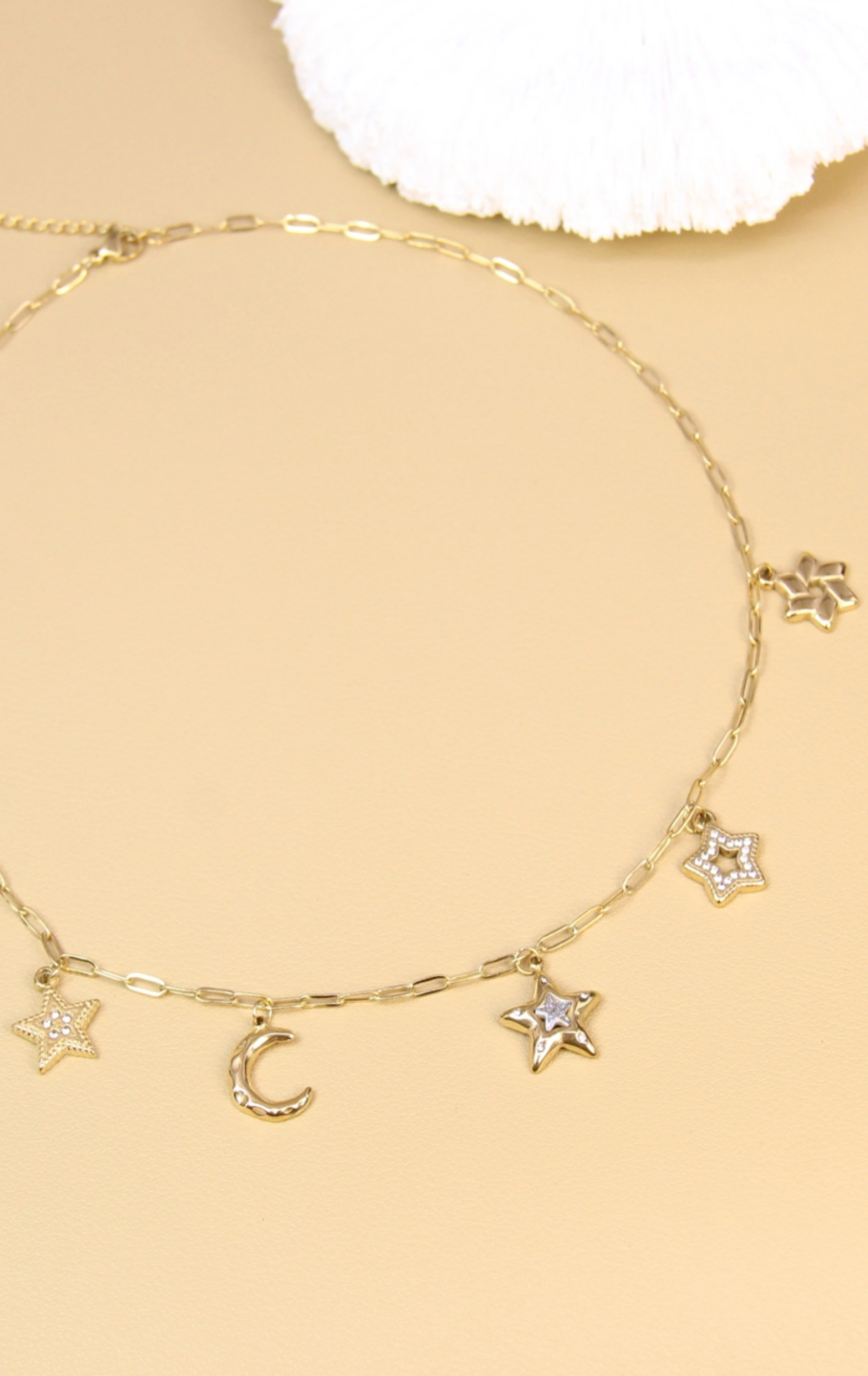 Collier étoiles & lune en acier inoxydable