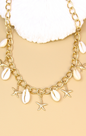 Collier doré coquillages et étoiles de mer