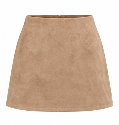Jupe-short effet daim beige Cléo