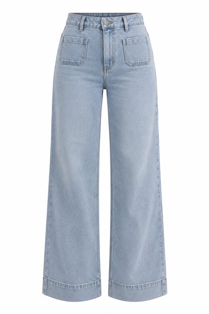 Jean taille haute wide leg à poches avant