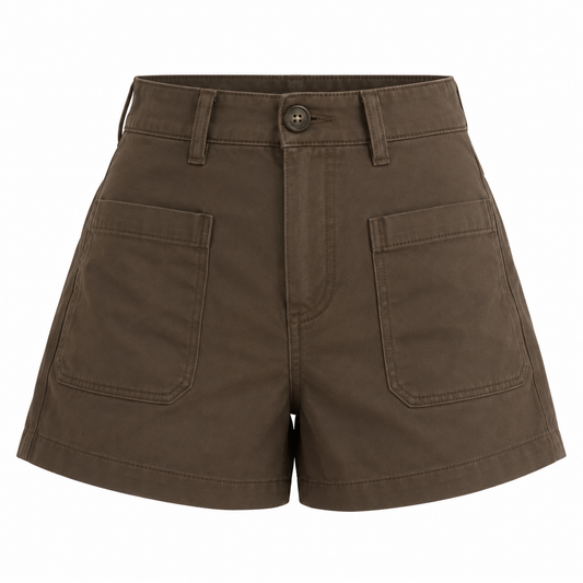Short Marron Ultra Doux à Poches