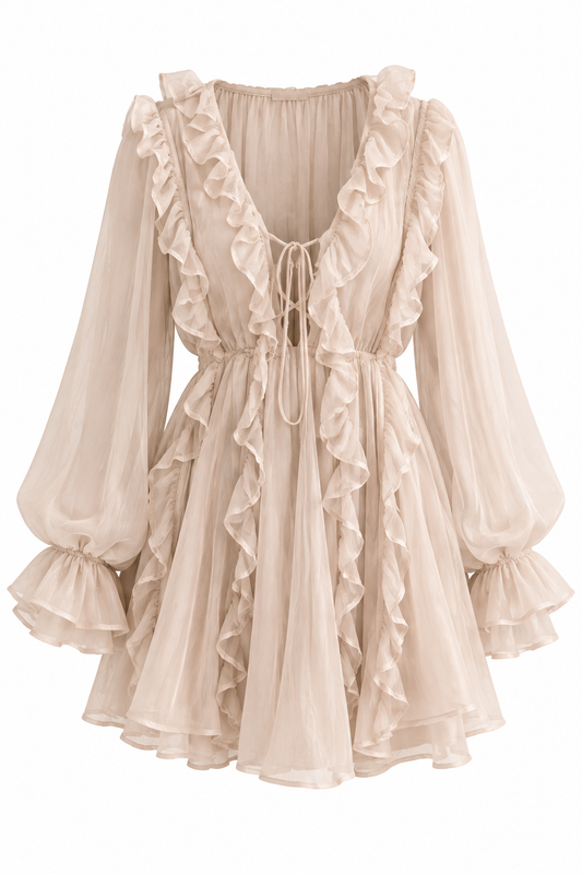 Robe fluide à volants et lacée au buste
