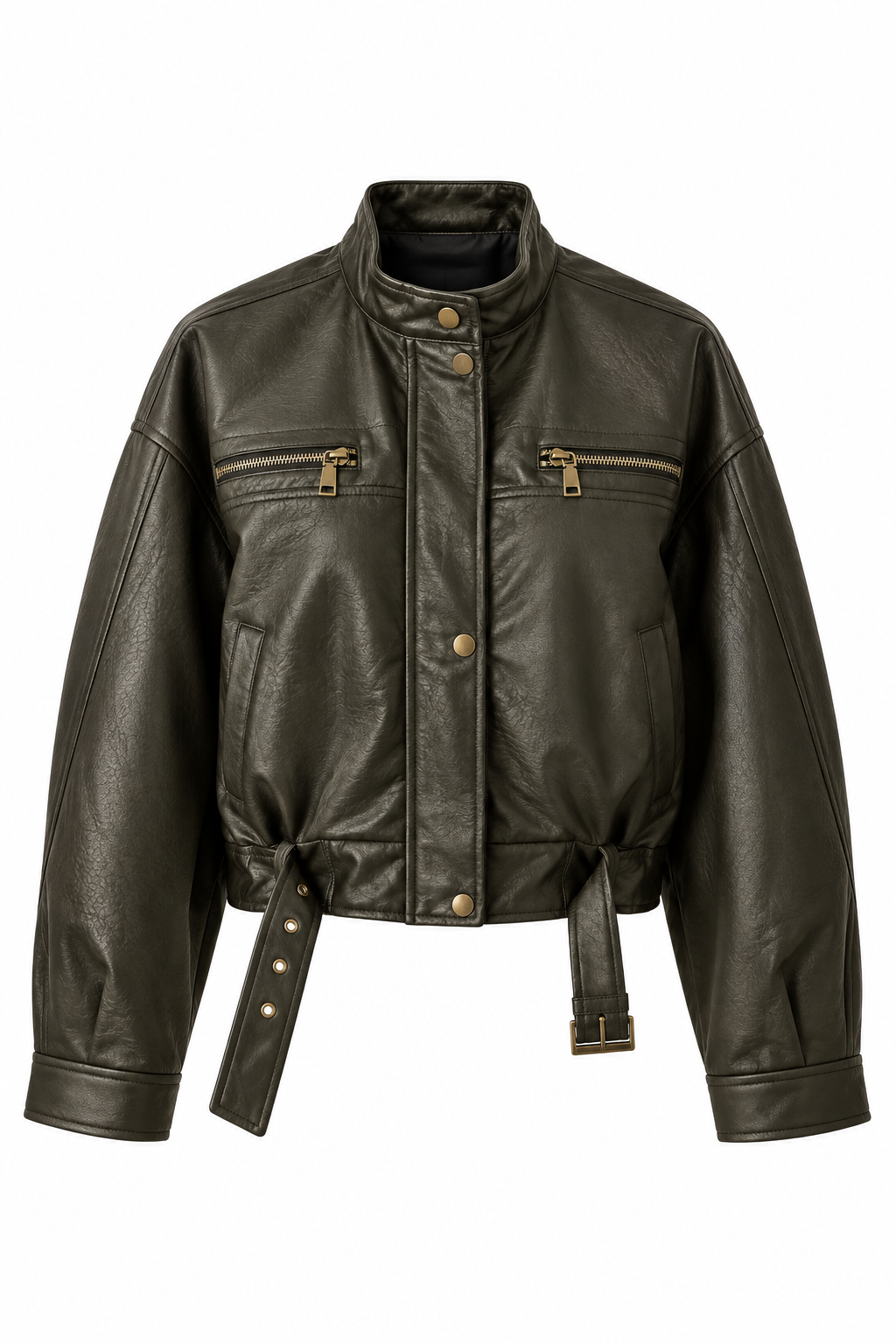 Veste similicuir kaki