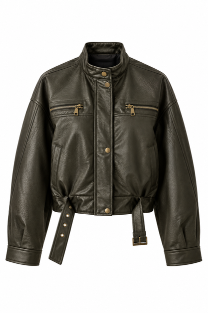 Veste similicuir kaki