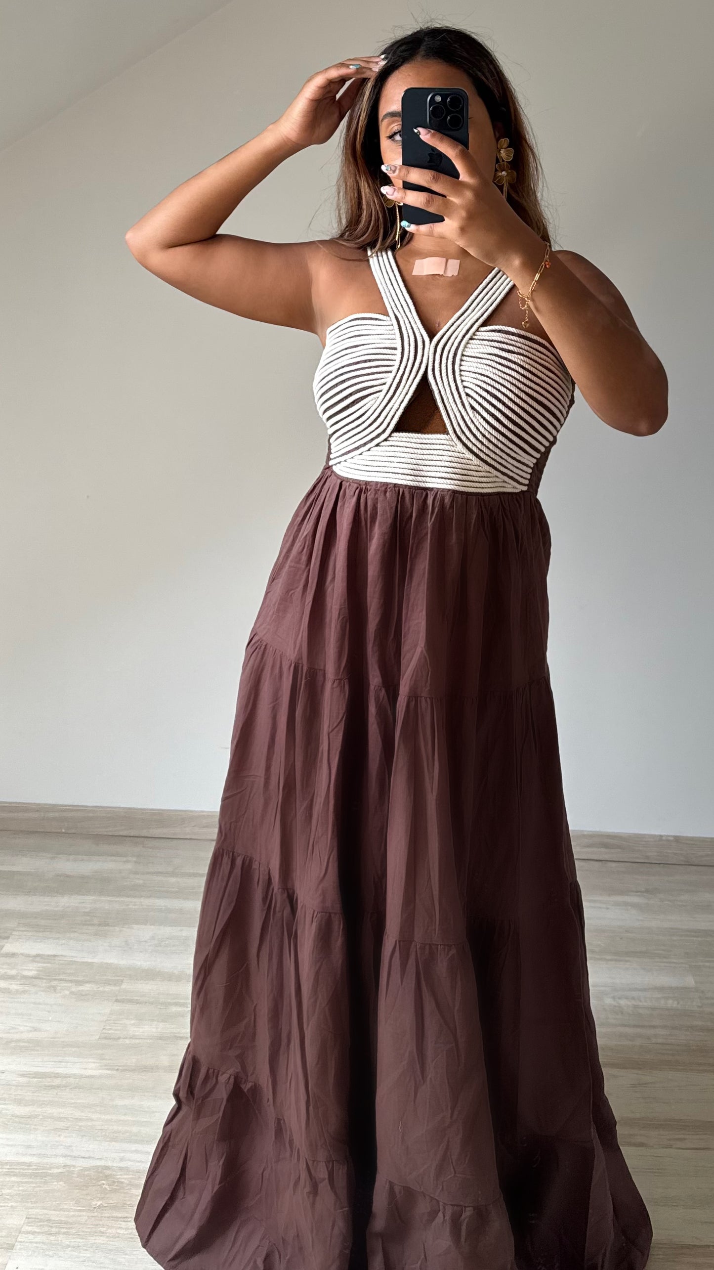Robe longue marron