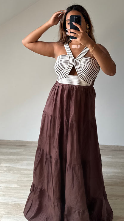 Robe longue marron