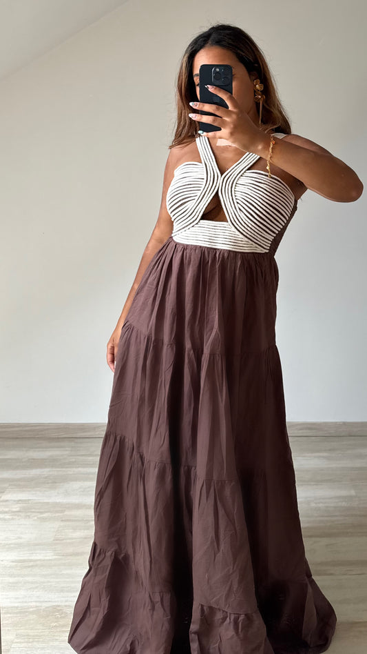 Robe longue marron