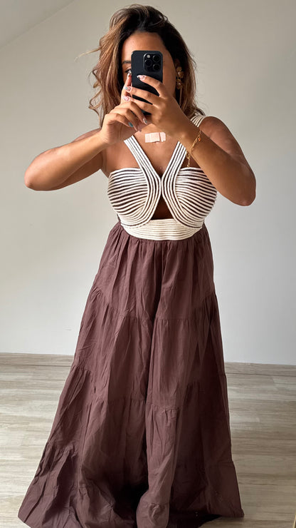 Robe longue marron