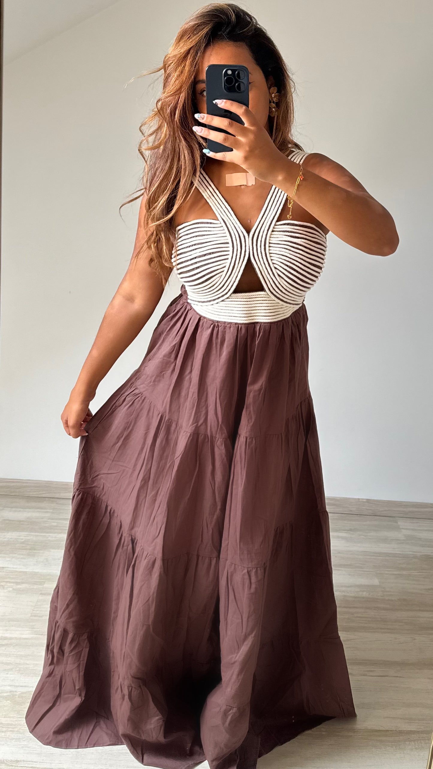 Robe longue marron