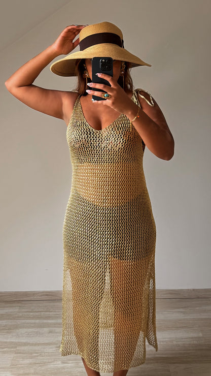 Robe dorée métallisée