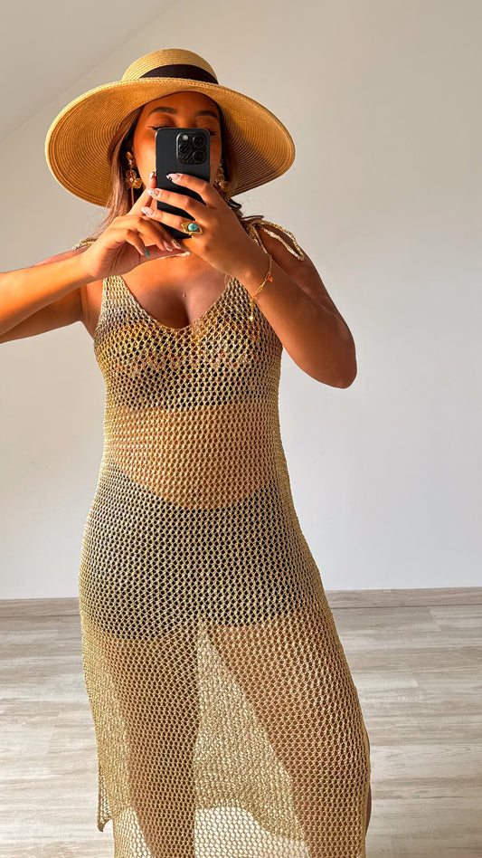 Robe dorée métallisée