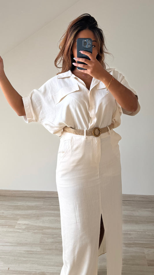 Jupe longue effet lin