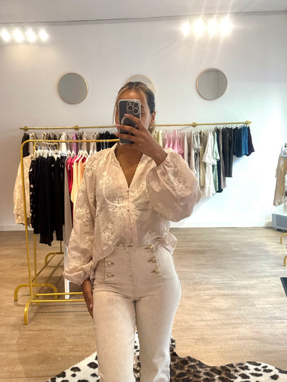 Chemisier beige satiné