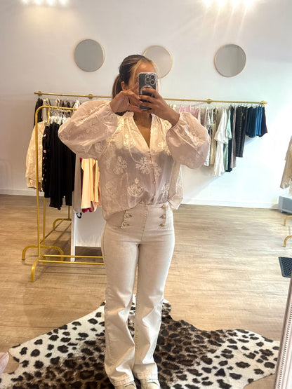 Chemisier beige satiné