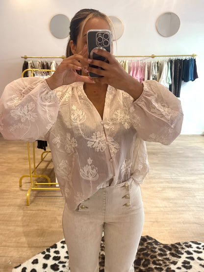 Chemisier beige satiné