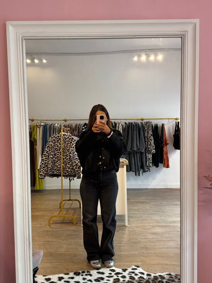 Veste Bomber Effet Daim Noir