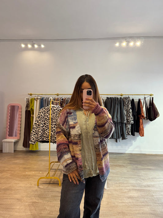 Gilet multicolore doré & rose pailleté