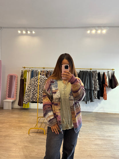 Gilet multicolore doré & rose pailleté