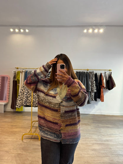 Gilet multicolore doré & rose pailleté