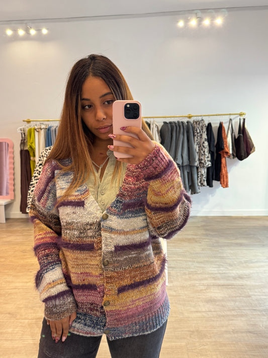 Gilet multicolore doré & rose pailleté