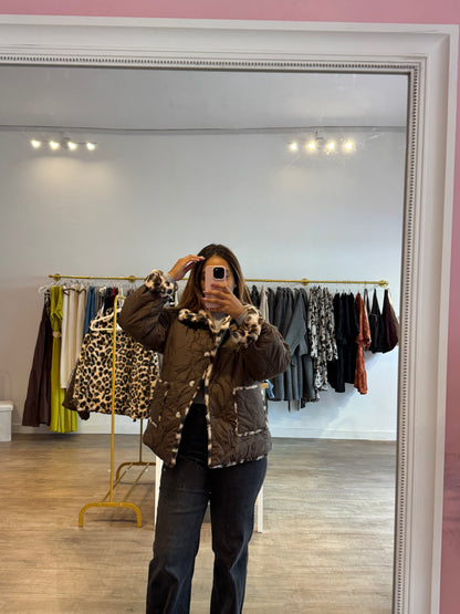 Veste Réversible Marron & Léopard