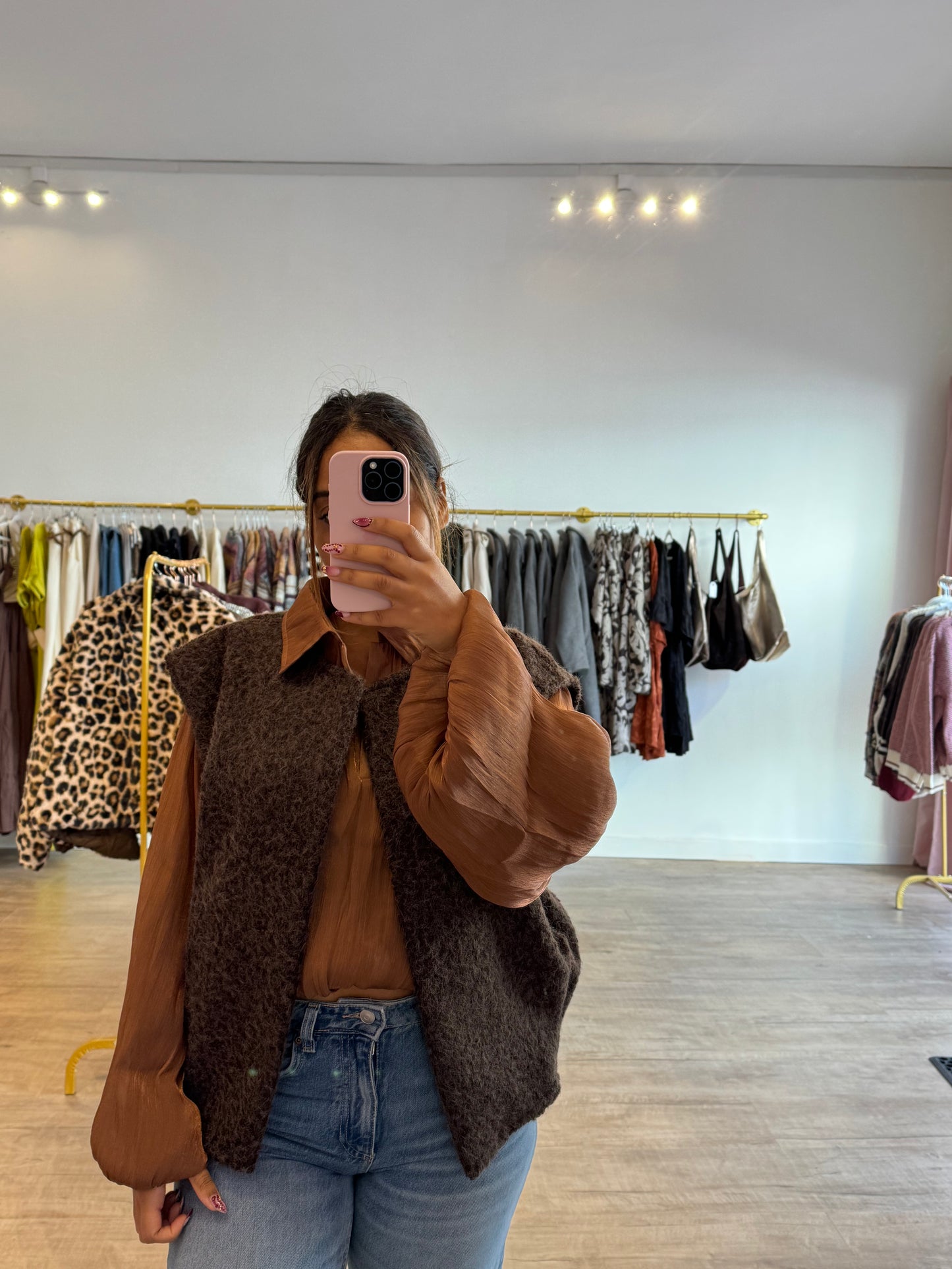 Gilet Sans Manche en Laine Bouclée