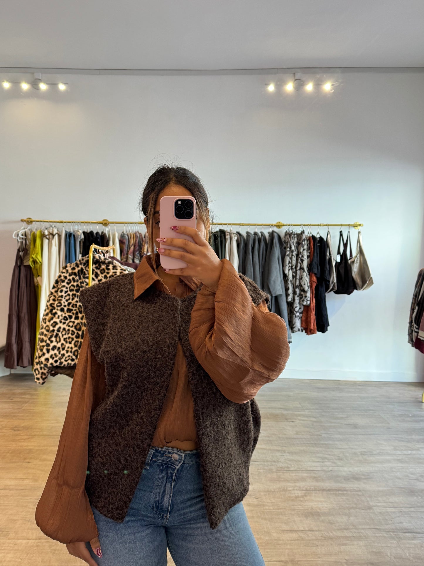 Gilet Sans Manche en Laine Bouclée