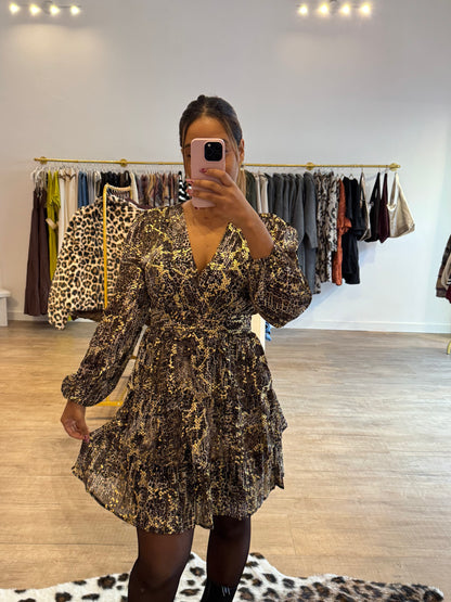 Robe à Motifs Dorés et Marron