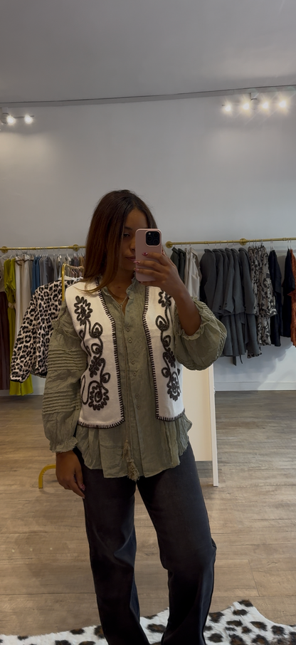 Veste Sans Manche Blanc Cassé