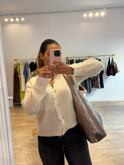 Sac scintillant en cuir retourné