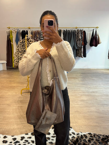 Sac scintillant en cuir retourné