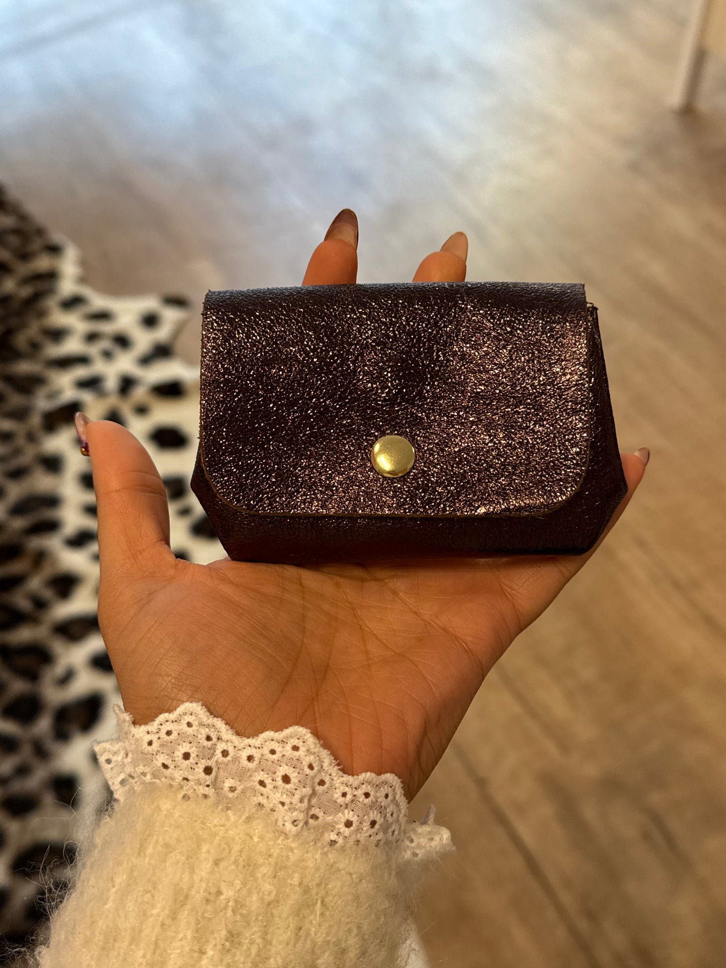 Porte-monnaie en cuir retourné