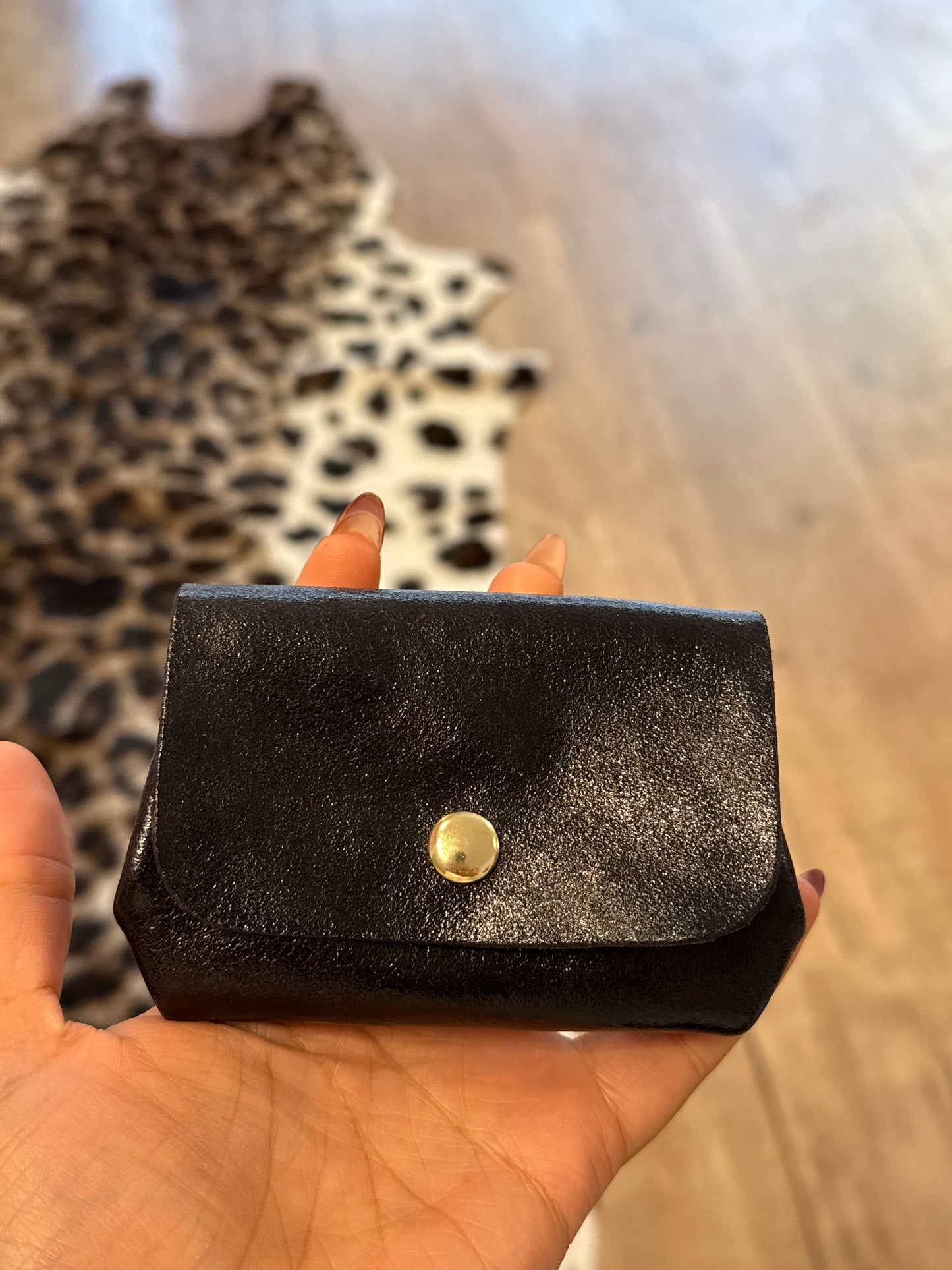 Porte-monnaie en cuir retourné