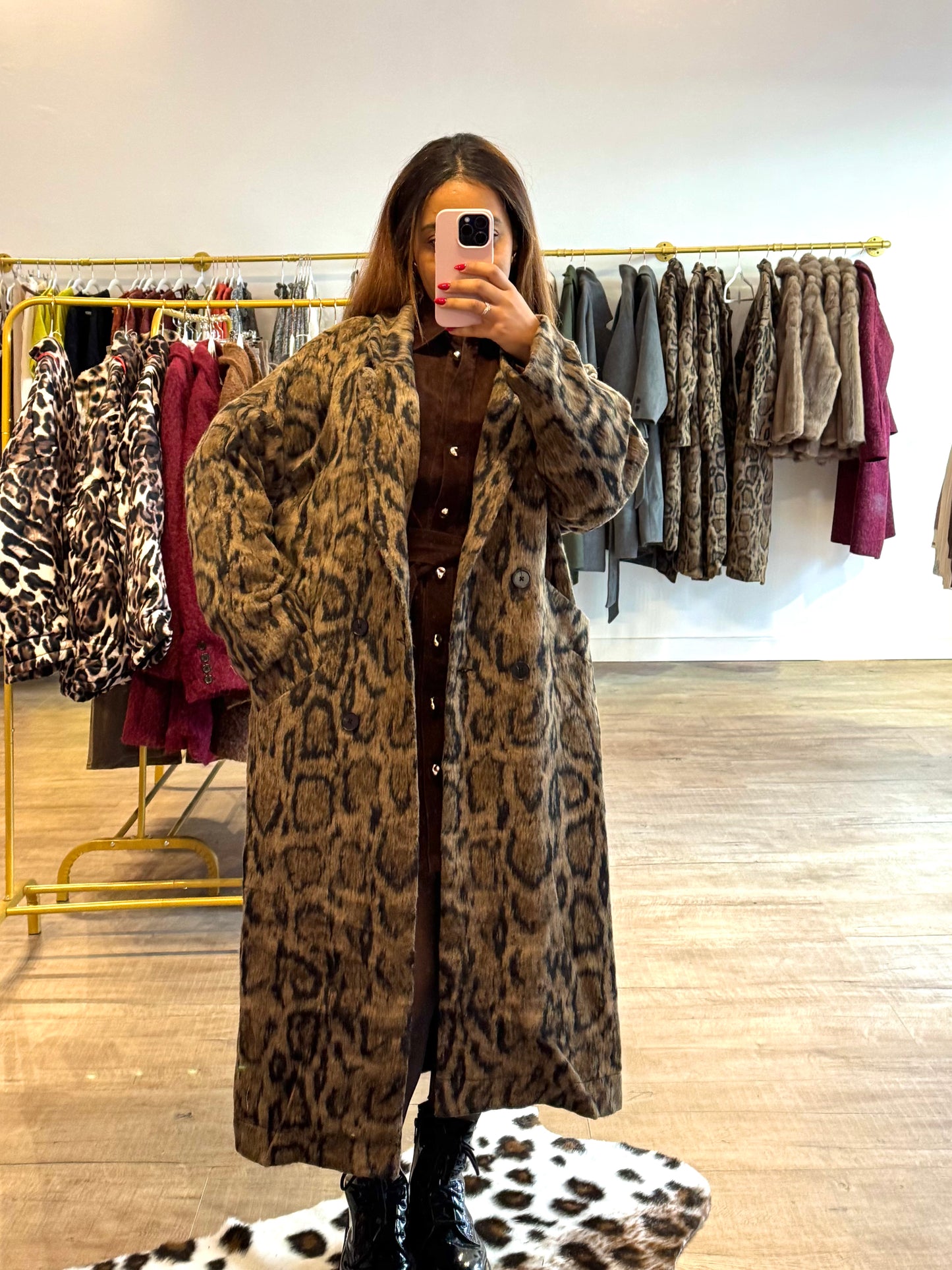 Veste longue motif léopard