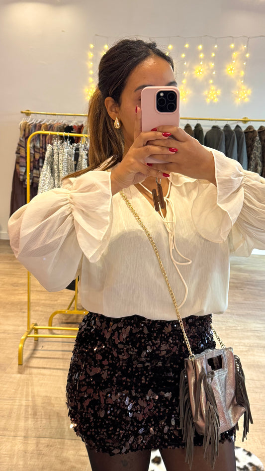 Sac en Cuir Brillant à Franges