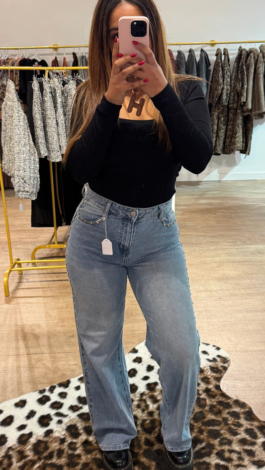 Pantalon Bleu à clous