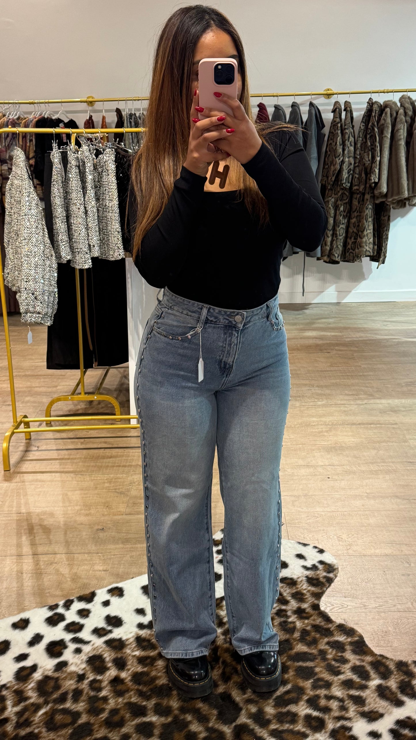 Pantalon Bleu à clous